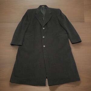 Di‎ Silver Black Cashmere Overcoat Size 48R Italy Woven Luxury Coat Mob Boss